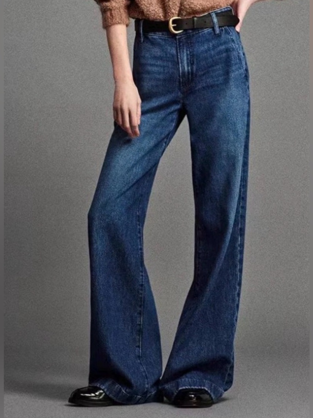 Frame Denim Wide-Leg Jeans in Dark Blue Wash